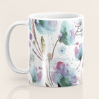Poppies Loose Floral Watercolor - Meadow Wildflowers - Aqua Plum  Coffee Mug Gallery Image 3