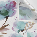Poppies Loose Floral Watercolor - Meadow Wildflowers - Aqua Plum  Wall Tapestry Gallery Image 3
