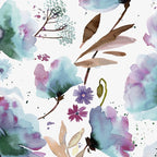 Poppies Loose Floral Watercolor - Meadow Wildflowers - Aqua Plum  Coffee Mug Gallery Image 2