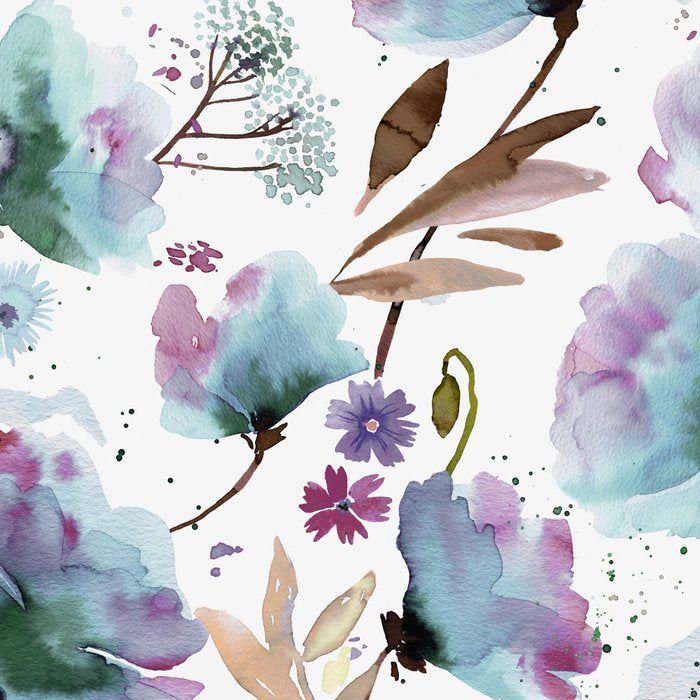 Poppies Loose Floral Watercolor - Meadow Wildflowers - Aqua Plum  Coffee Mug Gallery Image 2