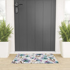 Poppies Loose Floral Watercolor - Meadow Wildflowers - Aqua Plum  Welcome Mat Gallery Image 3