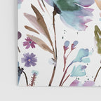 Poppies Loose Floral Watercolor - Meadow Wildflowers - Aqua Plum  Poster Gallery Image 3