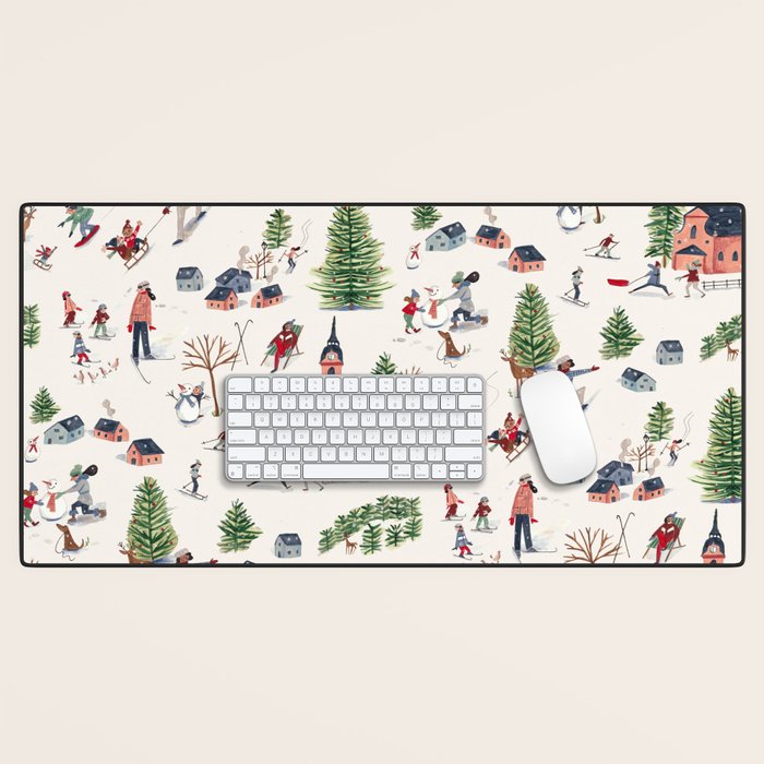 Skiing in snow mountains Desk Mat Gallery Image 1