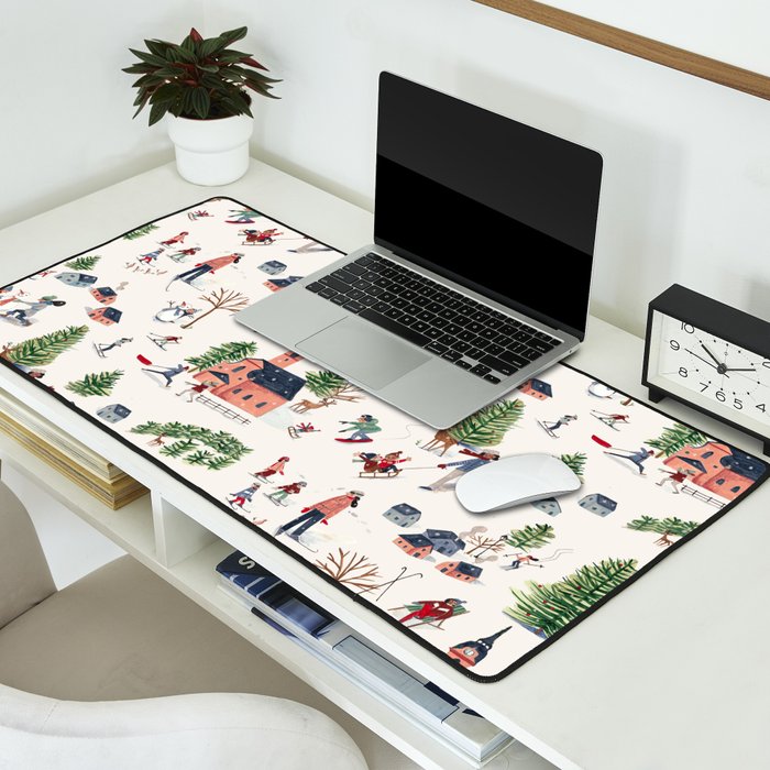 Skiing in snow mountains Desk Mat Gallery Image 2
