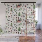 Skiing in snow mountains Wall Mural Gallery Image 1