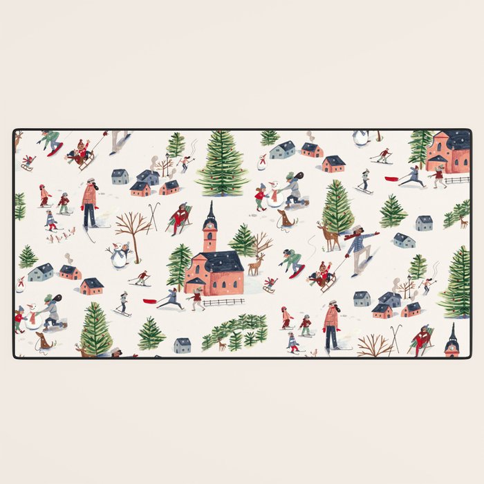 Skiing in snow mountains Desk Mat Gallery Image 3