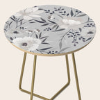 Modern, Boho, Floral Prints, Gray and White Side Table Gallery Image 2