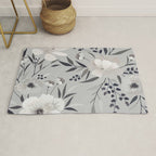 Modern, Boho, Floral Prints, Gray and White Rug Gallery Image 1