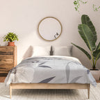 Modern, Boho, Floral Prints, Gray and White Comforter Gallery Image 3