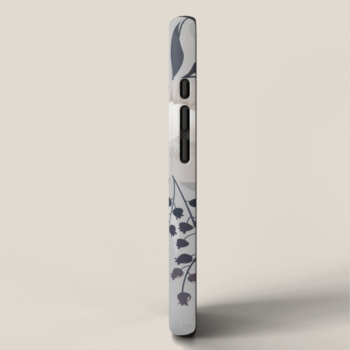 Modern, Boho, Floral Prints, Gray and White iPhone Case Gallery Image 2