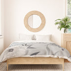 Modern, Boho, Floral Prints, Gray and White Duvet Cover Gallery Image 3
