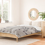 Modern, Boho, Floral Prints, Gray and White Duvet Cover Gallery Image 2