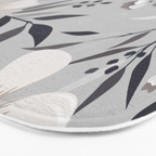 Modern, Boho, Floral Prints, Gray and White Bath Mat Gallery Image 3