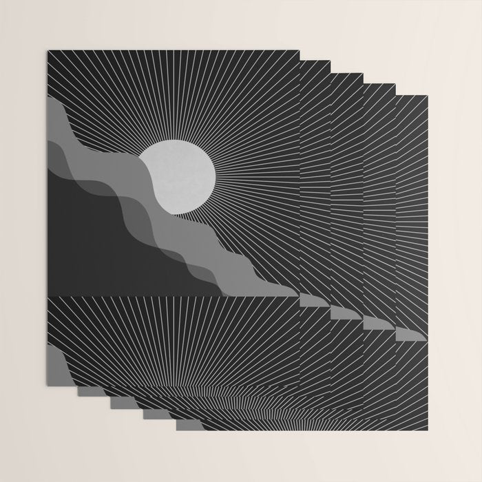 Abstraction_SUNRISE_SUNSET_BLACK_WHITE_MONO_POP_ART_0622A Wrapping Paper Gallery Image 3