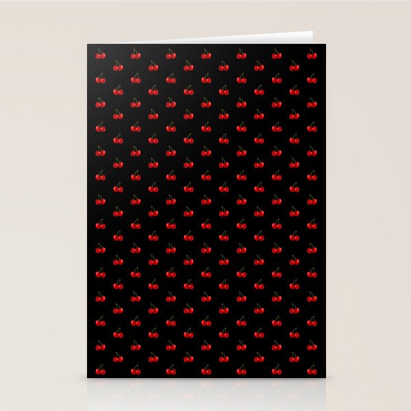 Y2K Cherries - Black Pattern Miniature Stationery Card Gallery Image 1
