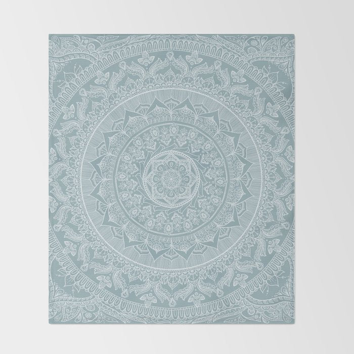 Mandala - Soft turquoise Throw Blanket Gallery Image 2