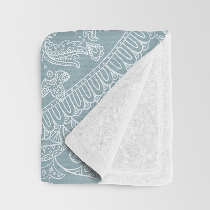 Mandala - Soft turquoise Throw Blanket Gallery Image 3