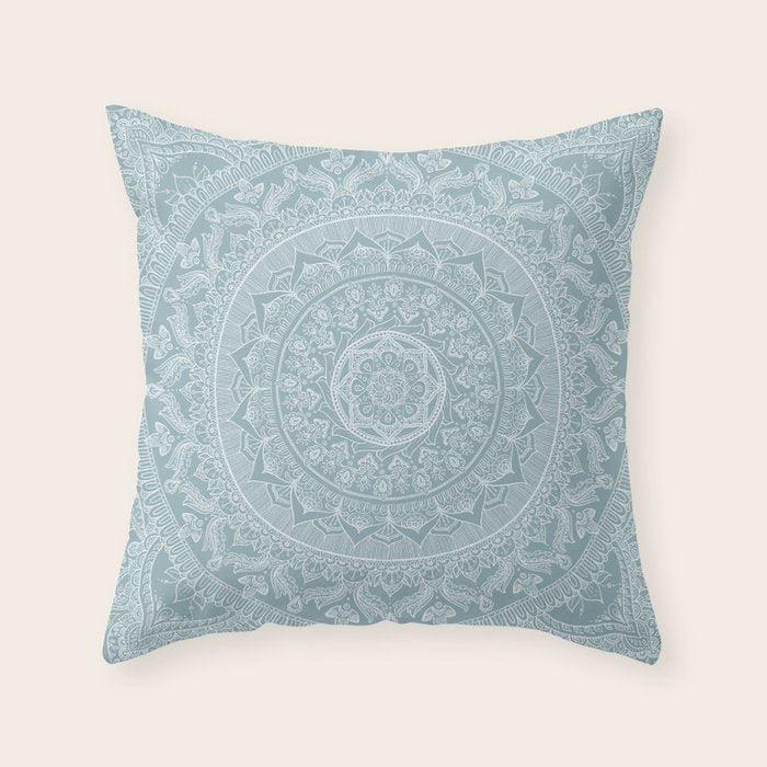 Mandala - Soft turquoise Throw Pillow Gallery Image 1