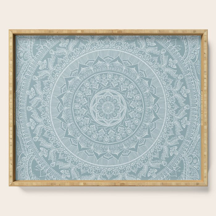 Mandala - Soft turquoise Serving Tray Gallery Image 1