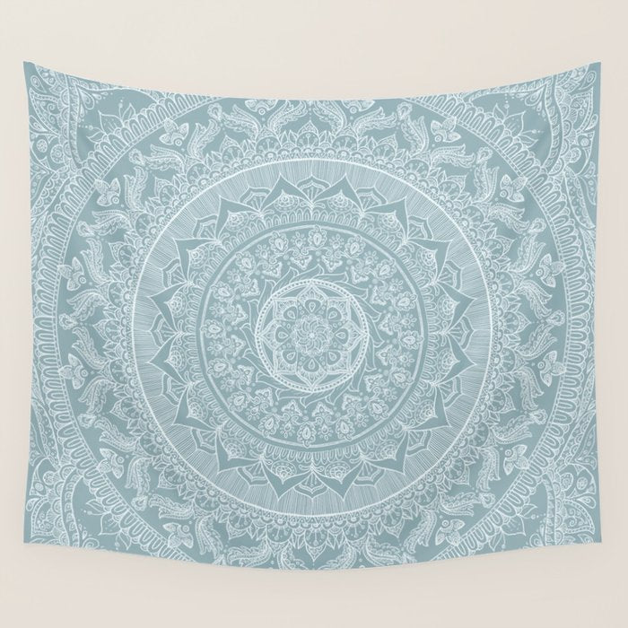 Mandala - Soft turquoise Wall Tapestry Gallery Image 4