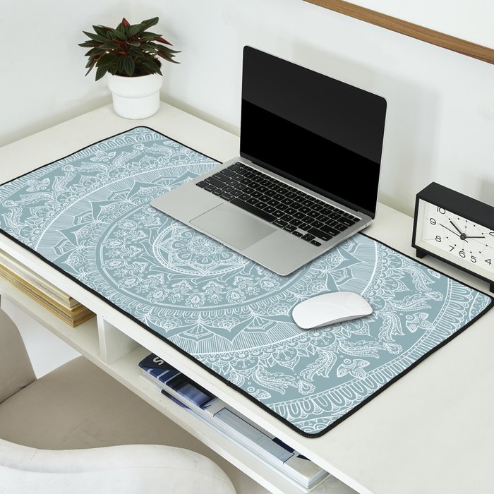 Mandala - Soft turquoise Desk Mat Gallery Image 2