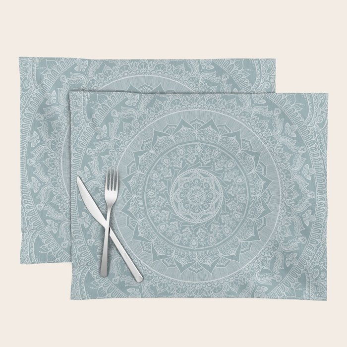 Mandala - Soft turquoise Placemat Gallery Image 1