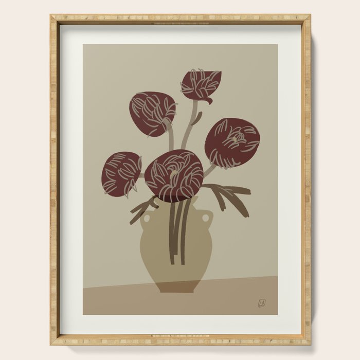  chrysanthemum flowers in a vase Serving Tray Gallery Image 1