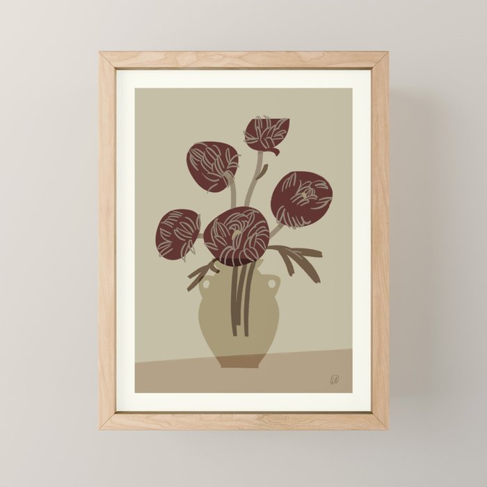  chrysanthemum flowers in a vase Mini Art Print Gallery Image 1
