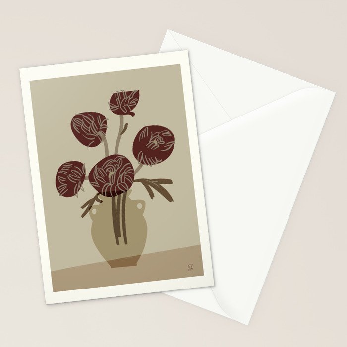  chrysanthemum flowers in a vase Stationery Card Gallery Image 2