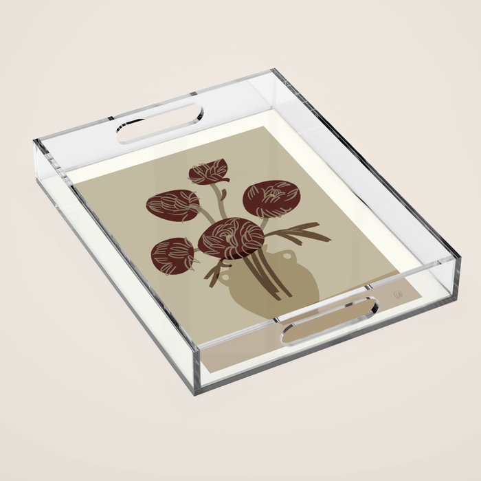  chrysanthemum flowers in a vase Acrylic Tray Gallery Image 1