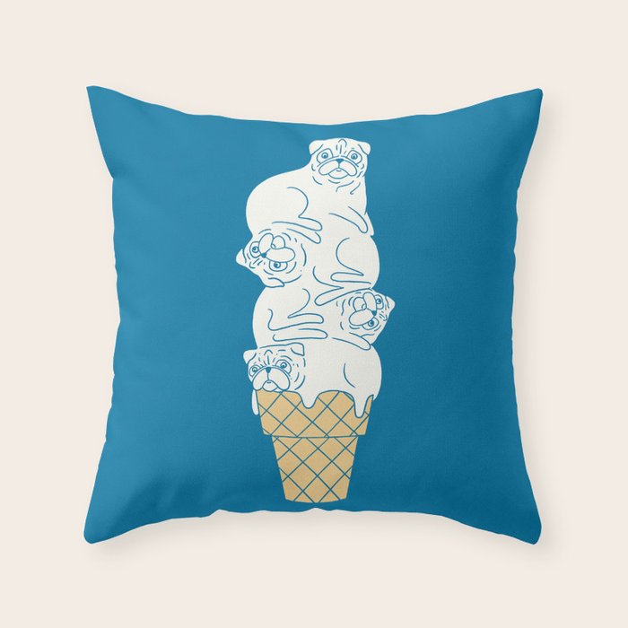 Pug Ice Cream Throw Pillow Gallery Image 6