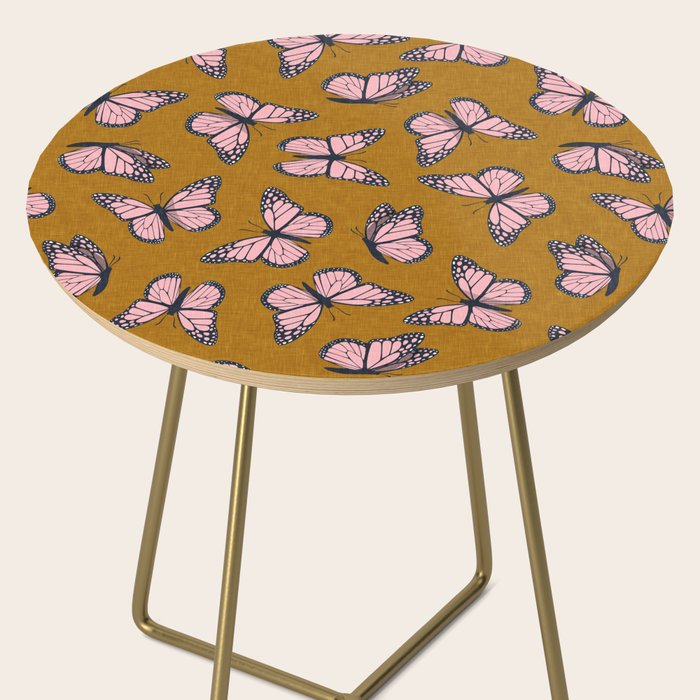 monarch butterflies - pink on ginger Side Table Gallery Image 2