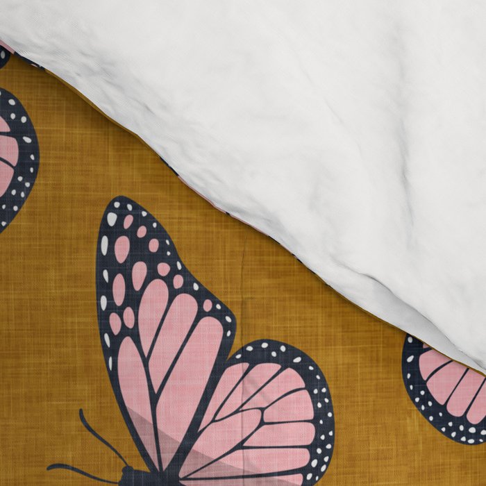 monarch butterflies - pink on ginger Comforter Gallery Image 4