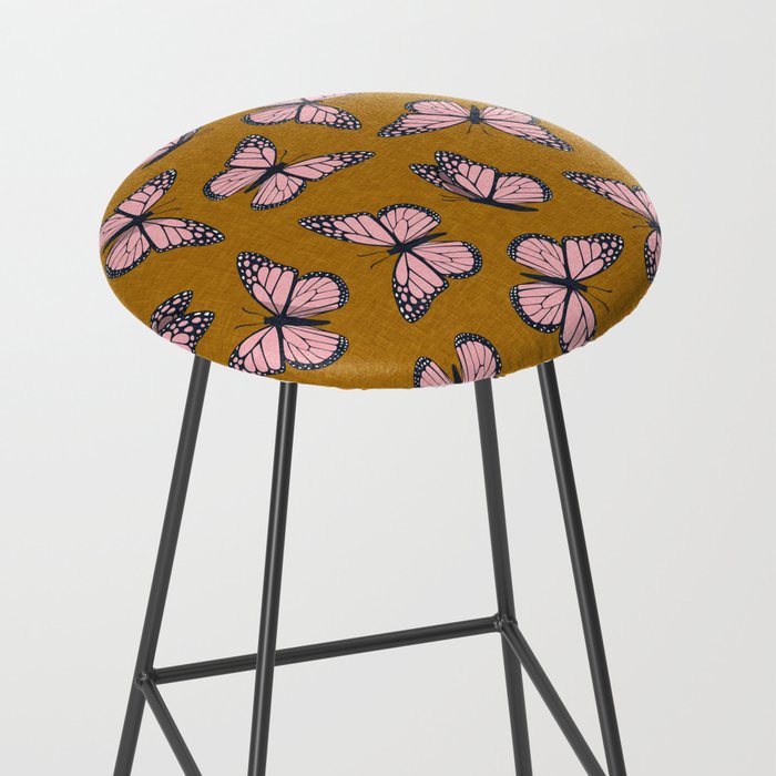 monarch butterflies - pink on ginger Stool Gallery Image 2
