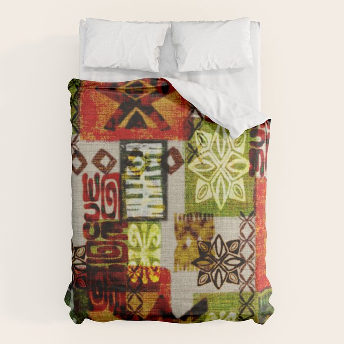 Vintage Hawaii Barkcloth Tapa Beach Design Duvet Cover Gallery Image 6
