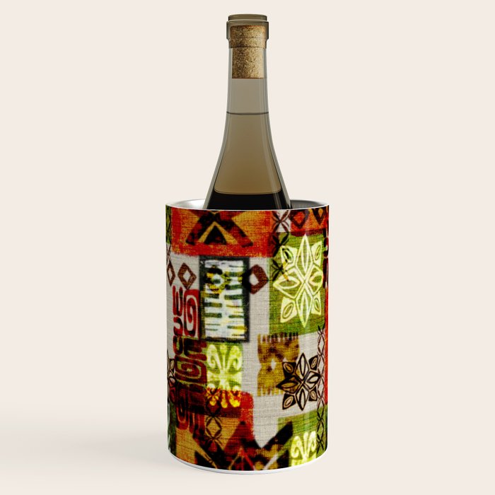Vintage Hawaii Barkcloth Tapa Beach design Wine Chiller Gallery Image 1