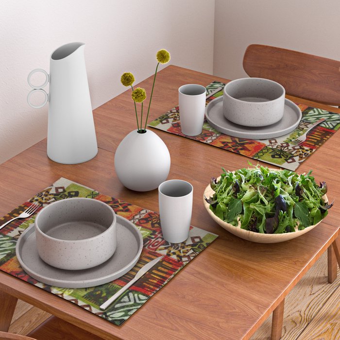 Vintage Hawaii Barkcloth Tapa Beach design Placemat Gallery Image 2