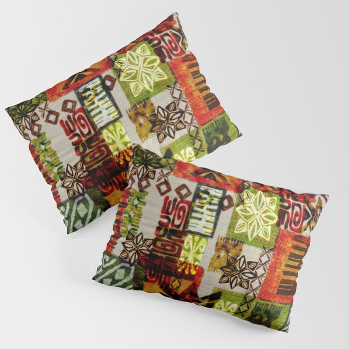 Vintage Hawaii Barkcloth Tapa Beach design Pillow Sham Gallery Image 3