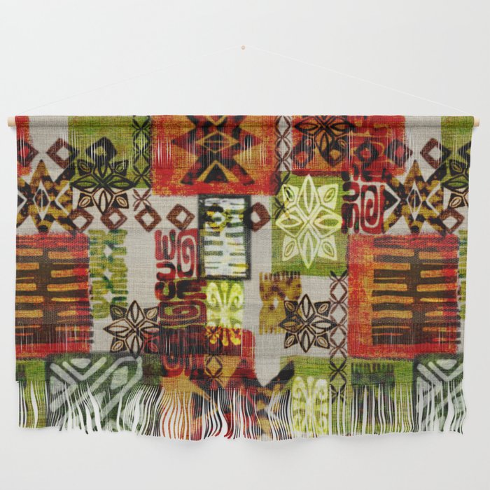 Vintage Hawaii Barkcloth Tapa Beach design Wall Hanging Gallery Image 1