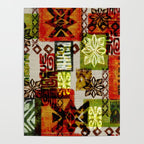 Vintage Hawaii Barkcloth Tapa Beach design Poster Gallery Image 4