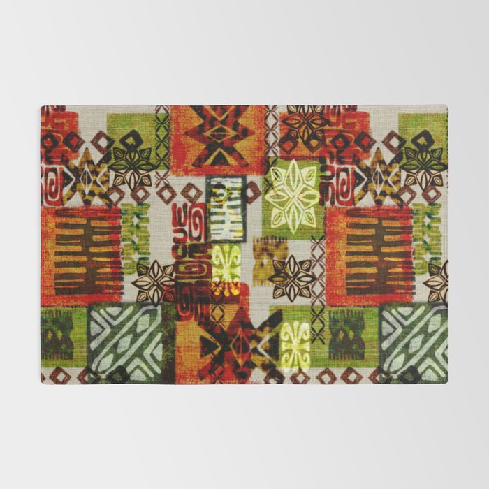 Vintage Hawaii Barkcloth Tapa Beach design Rug Gallery Image 2