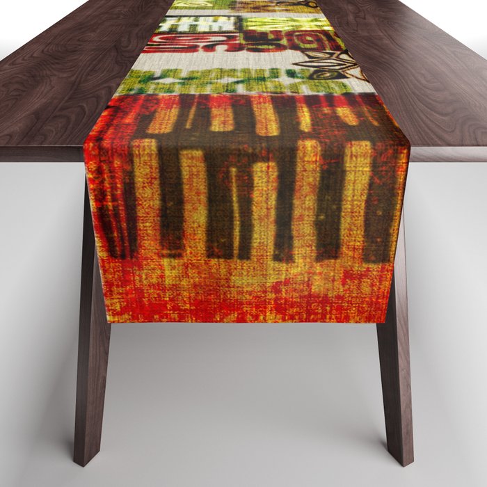 Vintage Hawaii Barkcloth Tapa Beach design Table Runner Gallery Image 1