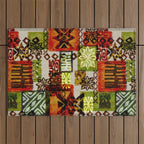 Vintage Hawaii Barkcloth Tapa Beach design Outdoor Rug Gallery Image 1