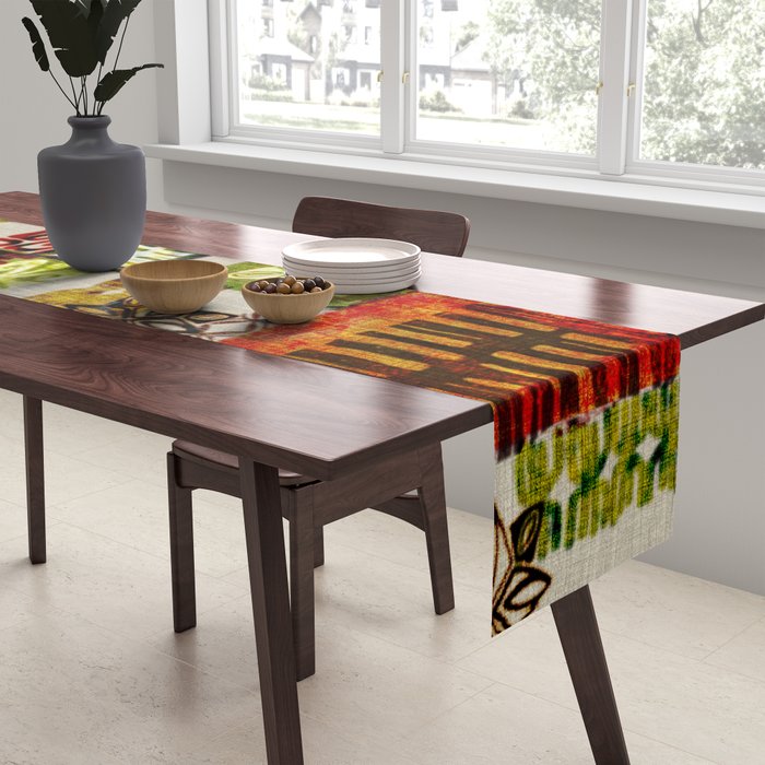 Vintage Hawaii Barkcloth Tapa Beach design Table Runner Gallery Image 2