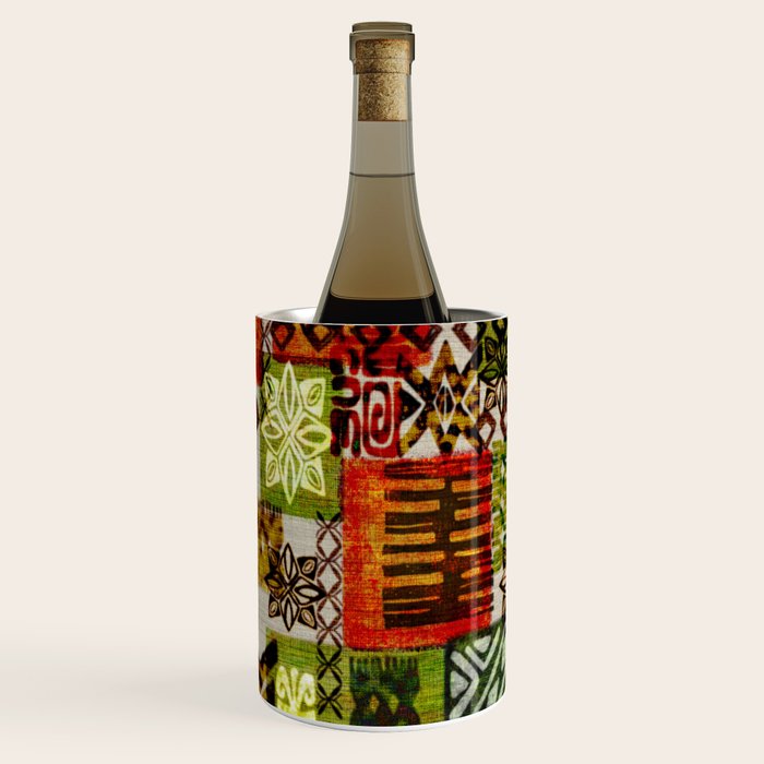 Vintage Hawaii Barkcloth Tapa Beach design Wine Chiller Gallery Image 3