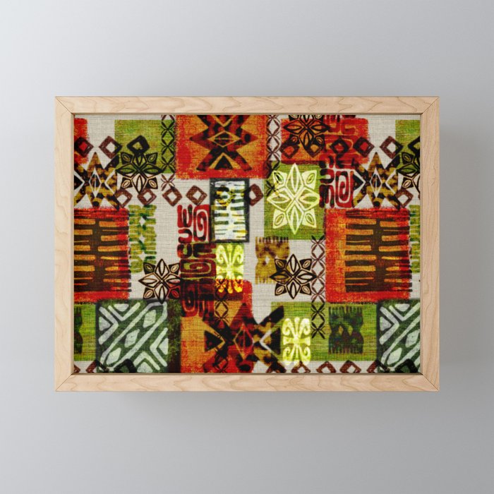 Vintage Hawaii Barkcloth Tapa Beach design Mini Art Print Gallery Image 1