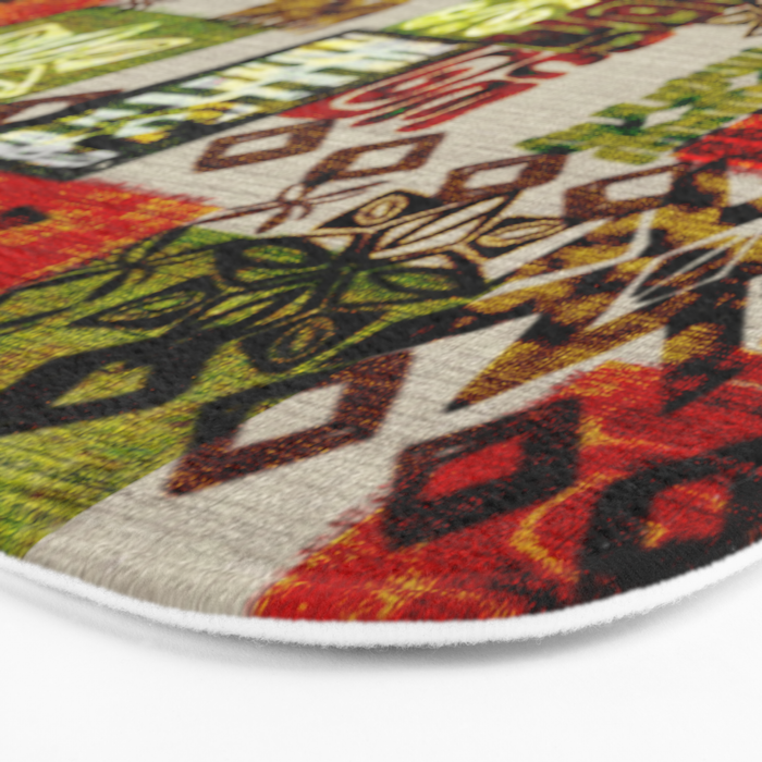 Vintage Hawaii Barkcloth Tapa Beach design Bath Mat Gallery Image 3