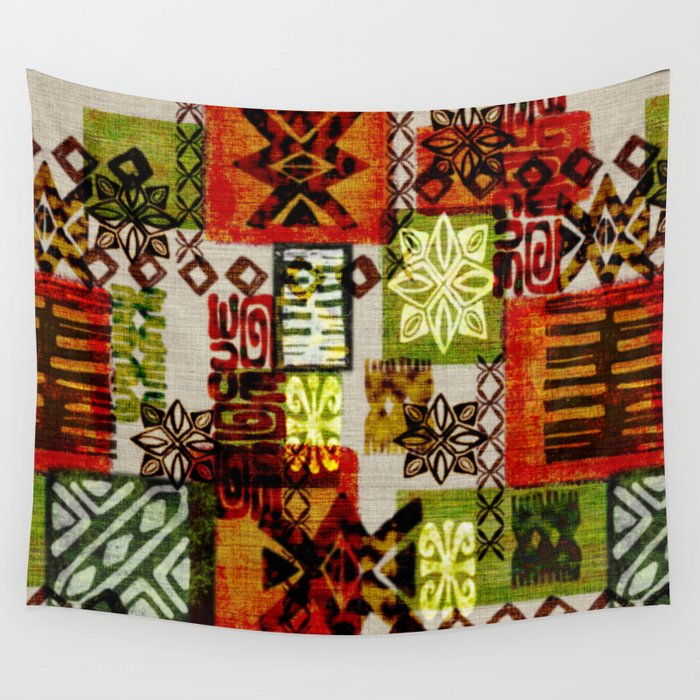 Vintage Hawaii Barkcloth Tapa Beach design Wall Tapestry Gallery Image 4
