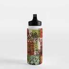 Vintage Hawaii Barkcloth Tapa Beach design Water Bottle Gallery Image 3