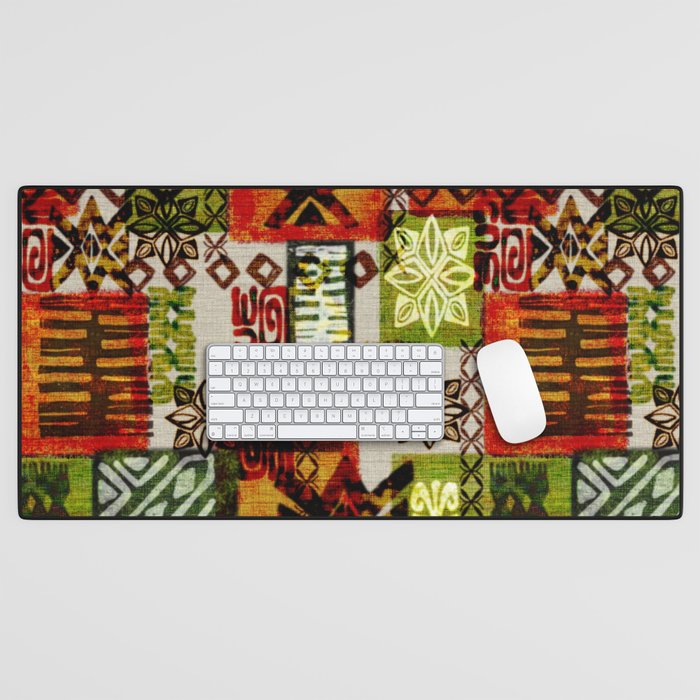 Vintage Hawaii Barkcloth Tapa Beach design Desk Mat Gallery Image 1